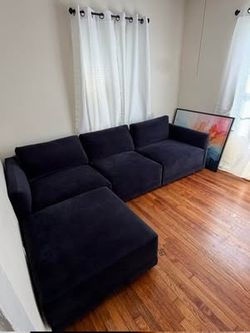 Navy Coleman sectional couch with ottoman