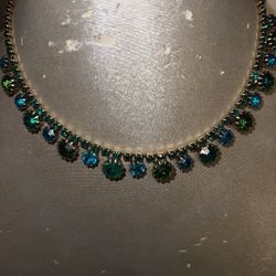 Vintage Crystal Green Necklace
