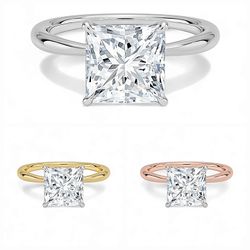 1.00 Carat Solitaire Engagement Ring with IGI Certified Princess Cut Lab Grown Diamond Includes 14K Yellow, White or Rose Gold Ring.