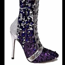Sequin Over Knee Skinny Boots