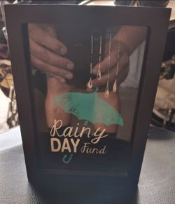 Piggy Bank Rainy Day Funds 5x7 Black Box Savings Change Box