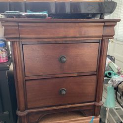 Solid Wood 2-Drawer Nightstand – Dark Cherry