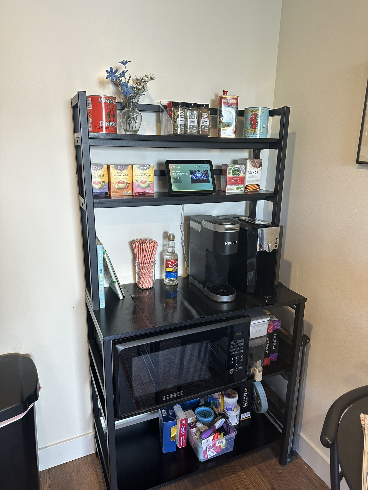 Kitchen Storage Shelf With Microwave 