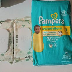 Pampers Size 1 & Wipes 