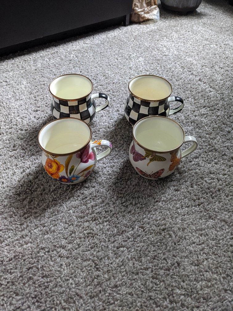 Set Of 4 Mackenzie-Childs Coffee/Tea Mugs