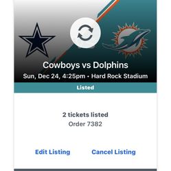2 Club Seats Miami Dolphins Vs Dallas Cowboys
