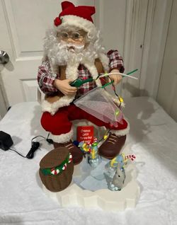 Christmas Decor Santa Ice Fishing Animated 