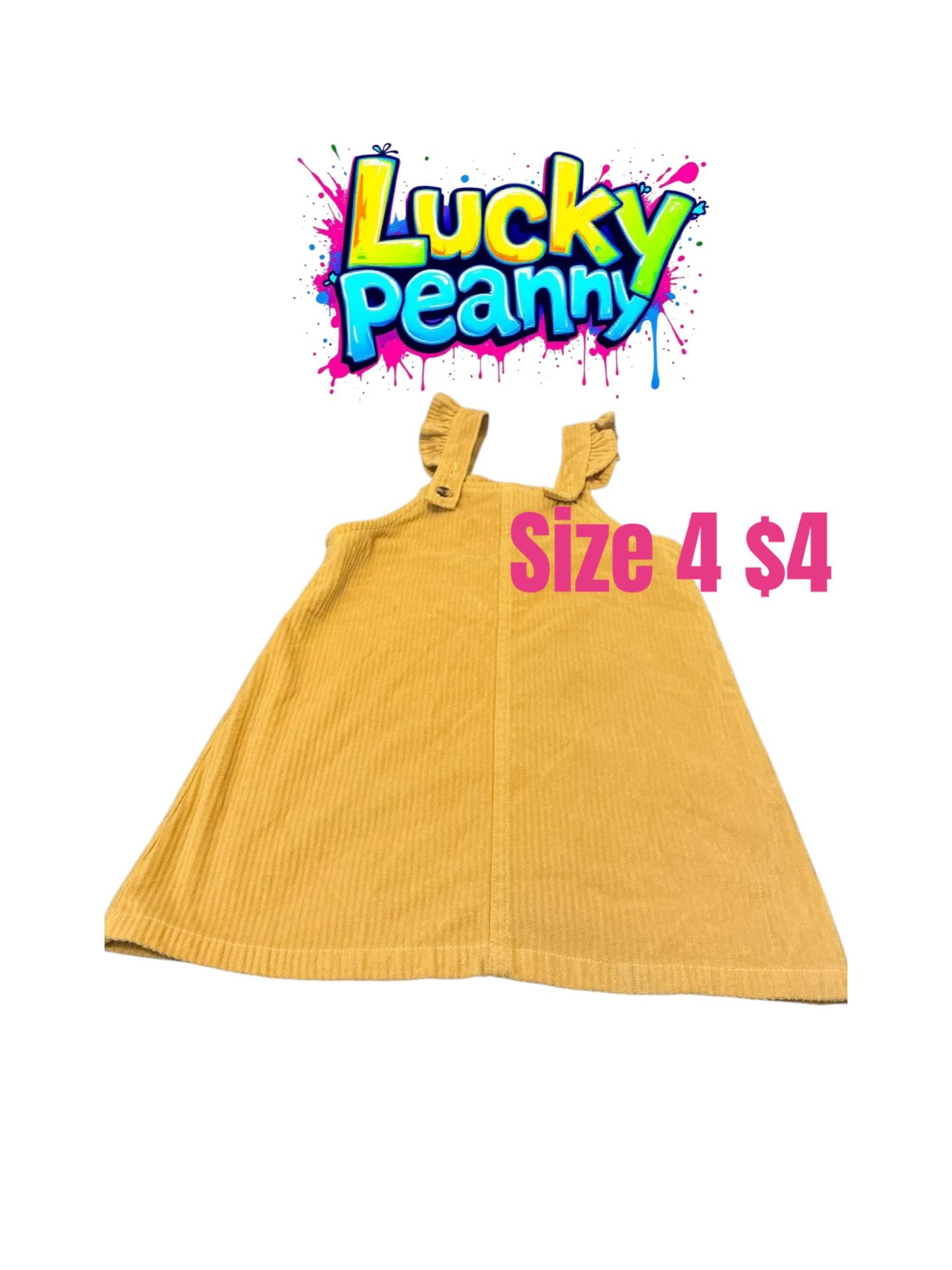 LUCKY PEANNY Dress Yellow Corduroy US Sz 4 pre Love Condition 💖💖💖