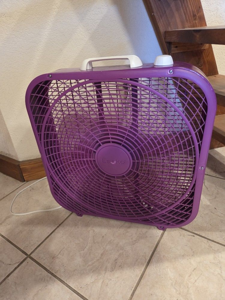 Box Fan  Purple with Carry Handle, 3 Speeds