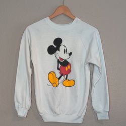 Vintage Disney Mickey Mouse White Sweatshirt 1980's