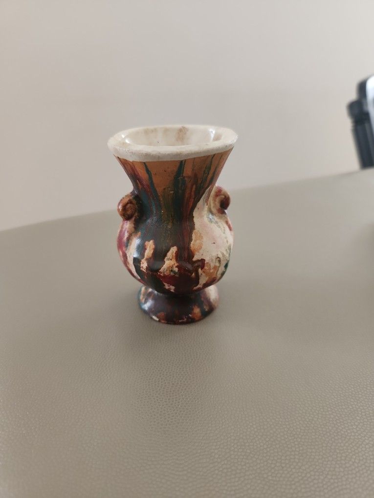 Vintage Morton Pottery End of Day Multicolor Swirl 3 1/4" Urn Vase Multicolor