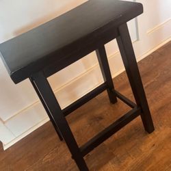 Set Of 2 Black Wooden Barstools 