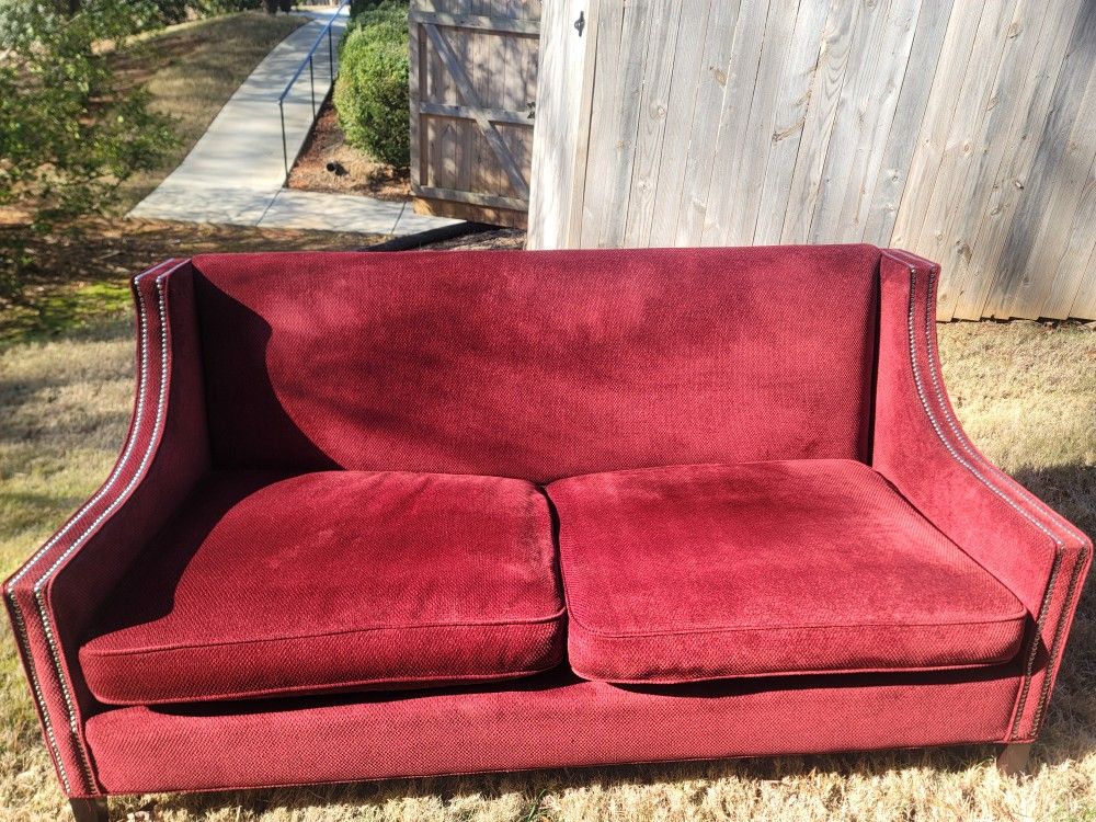 STUNNING RARE DEEP RED CANDICE OLSON SIGNATURE COUCH