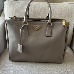 Authentic Prada Saffiano Bag Griege Color Large