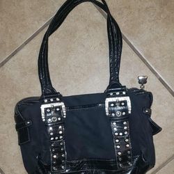 VINTAGE BLACK SWAROVSKI CRYSTAL BLING KATHY VAN ZEELAND TIMES SQUARE SATCHEL  HANDBAG BAG CLUTCH PURSE