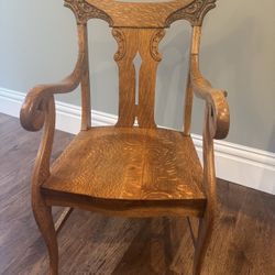 Vintage Tiger Oak Straight-back Chair