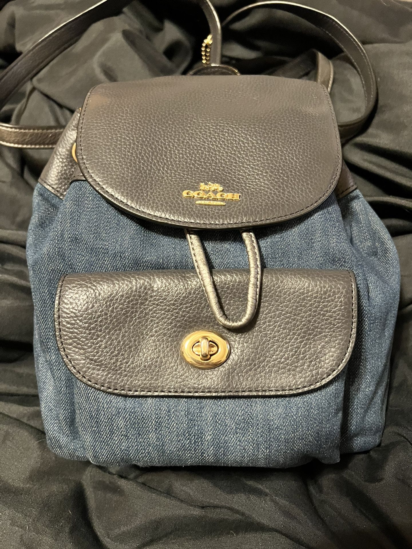 Coach Mini Billie Turnlock Denim Backpack F24598