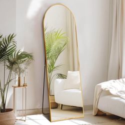 Gold Arched Full Length Standing Floor Mirror  63 x 20”