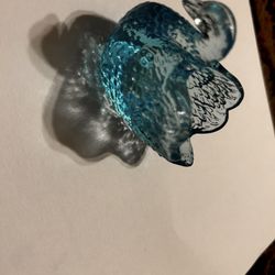 Vintage Blue Glass Swan