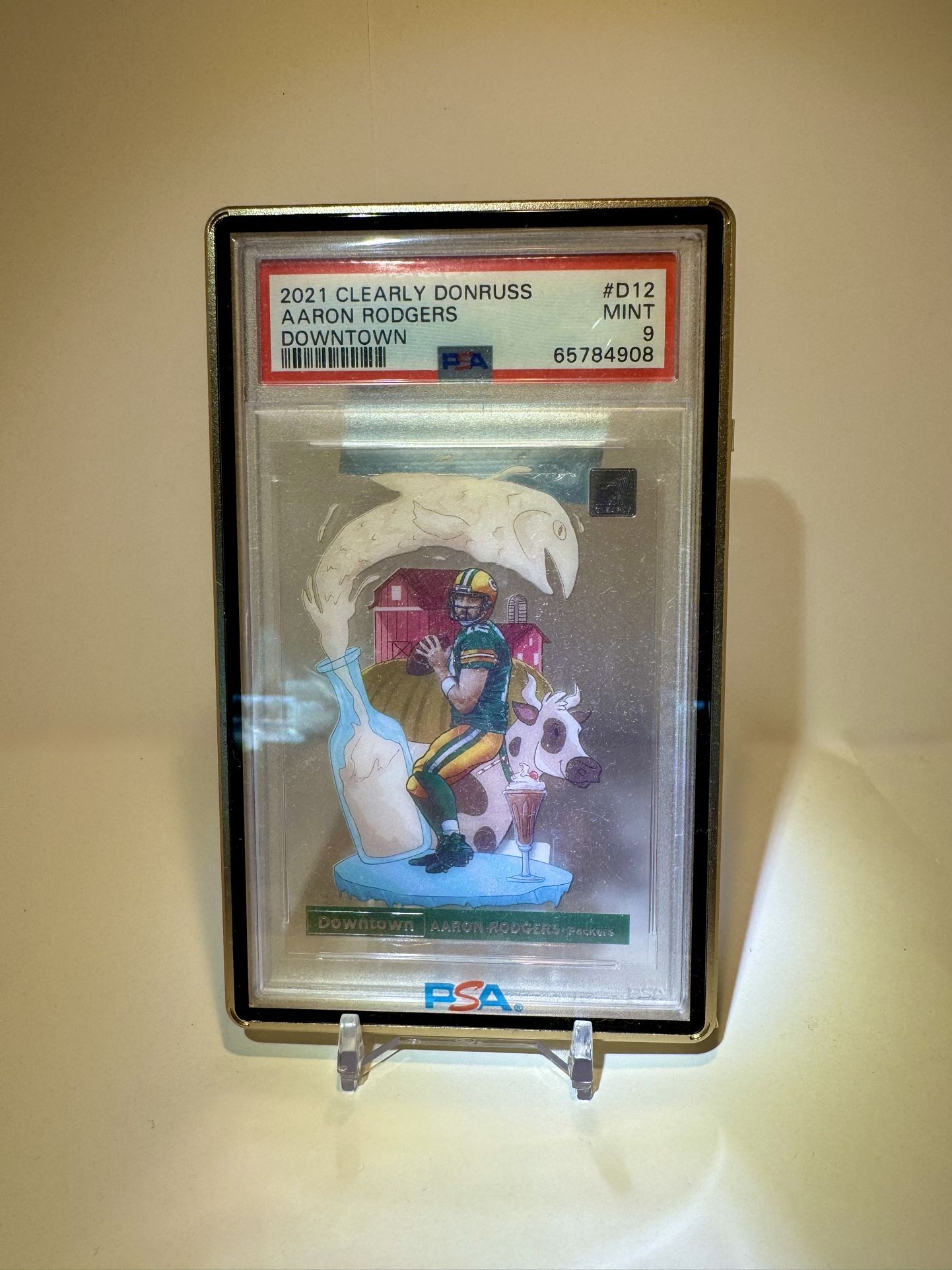 2021 Clearly Donruss Aaron Rodgers Downtown PSA9