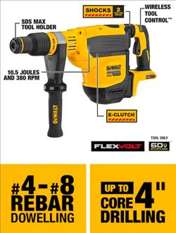 60v DeWalt 1-3/4" SDS MAX Roto hammer, chipper TOOL ONLY, NEW, Financing available