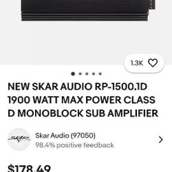 Skar 1500 Watt Mono block Amp 