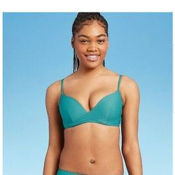 Women's Lightly Lined Wrap Front Textured Bikini Top And Bottoms