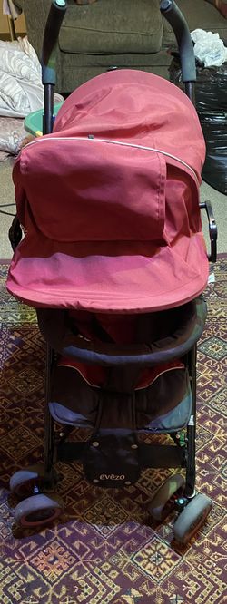Evezo Red Foldable Baby Stroller Fully Operational
