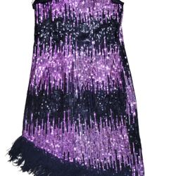 One-Shoulder Fringe Sequin Gown.
