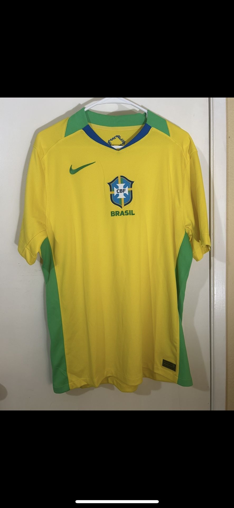 Nike Yellow and Green Brazil Soccer Jersey