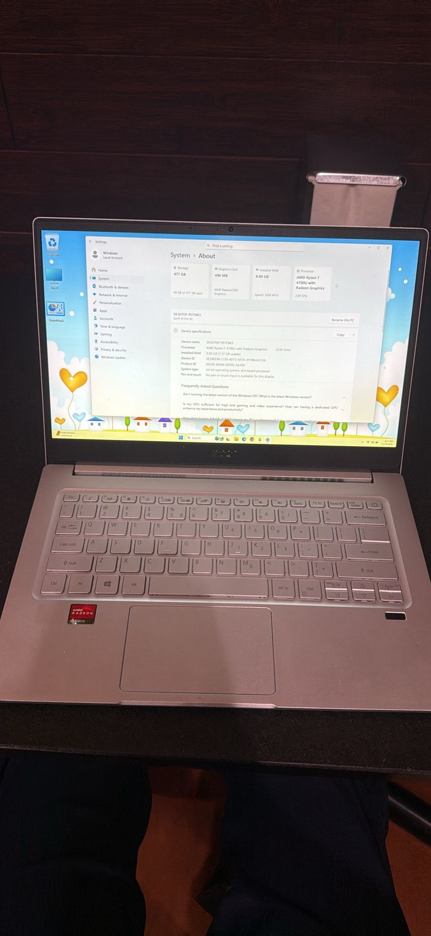 Acer Swift 3, Multimedia laptop, light gaming, Ryzen 7 4700U, 8GB RAM, 512GB SSD / nVME