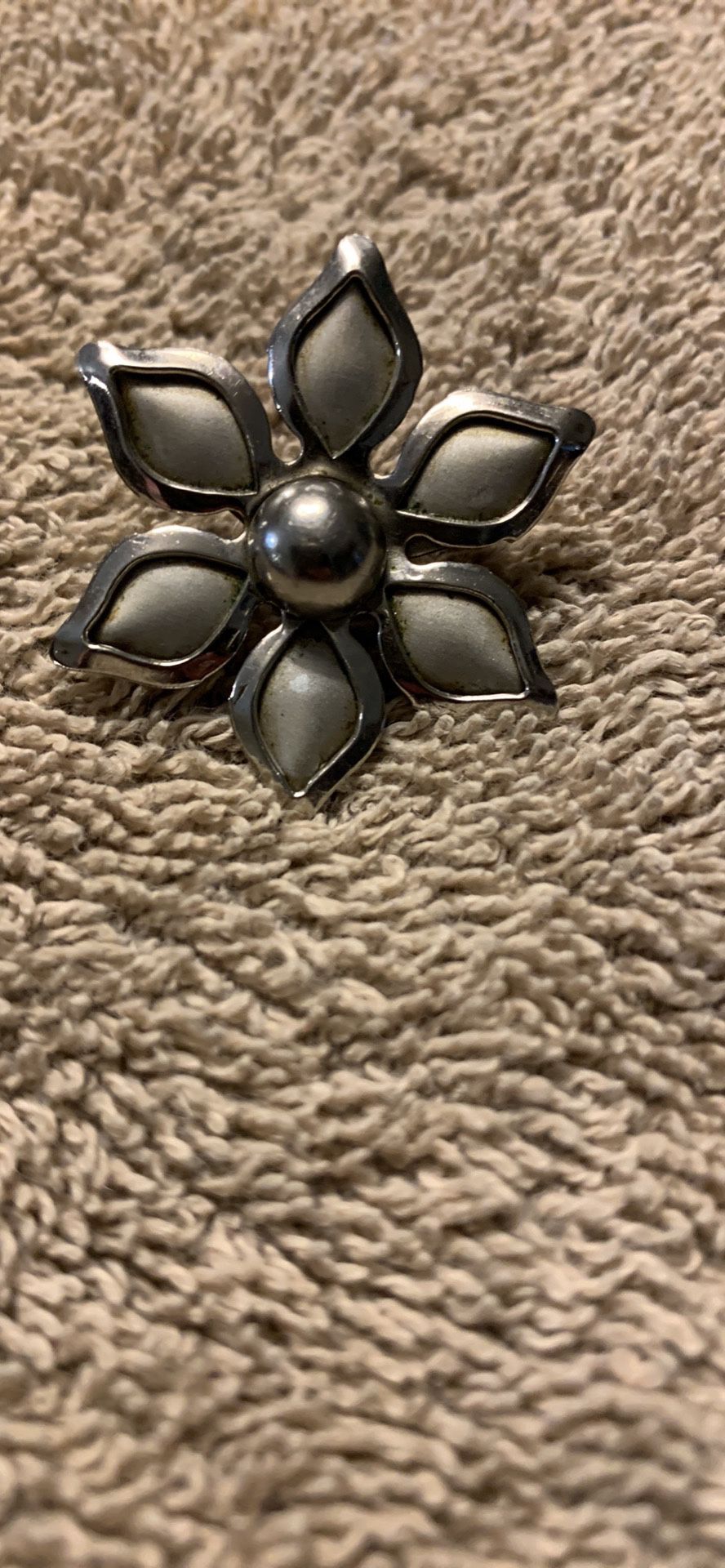 Silver Toned Flower Pedal Brooch