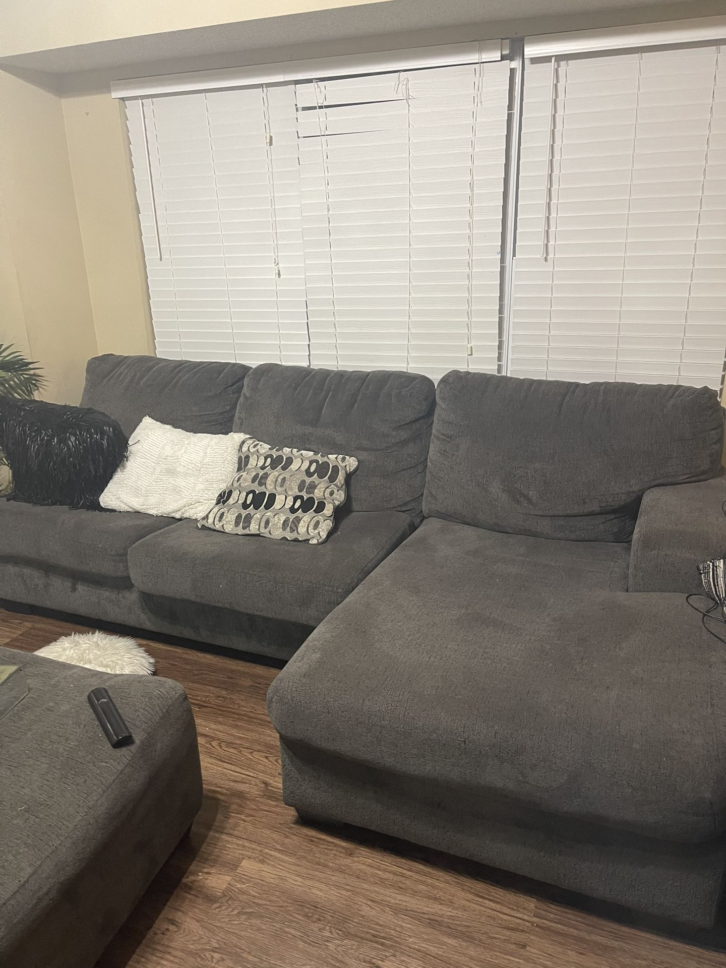 Grey Sectional with ottoman