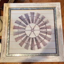Windmill Rustic Wall Art Washed