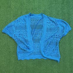 Blue crochet bolero cardigan size L