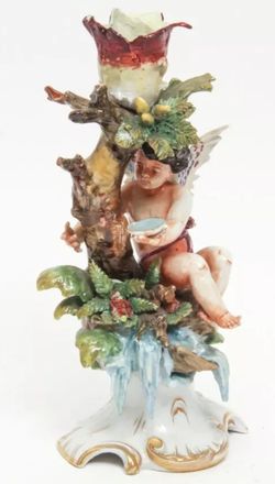 EARLY 20th CENTURY AELTESTE VOLKSTEDTER PORZELLANFABRIK FIGURAL CANDLESTICK