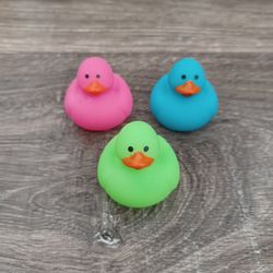 Pink, Lime, and Blue Mini Rubber Duckies 