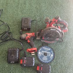Bauer Circular Saw And Drill With Batteries And Chargers 