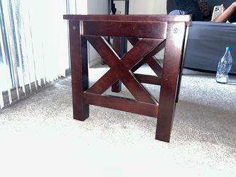 Dark Wood End Table with X-Cross Detail