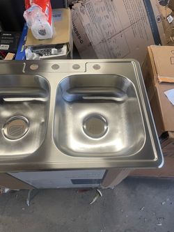 Glacier Bay 33 in. Drop-In 50/50 Double Bowl 22 Gauge Stainless Steel Kitchen Sink