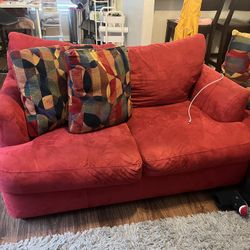 Red Suede Couches