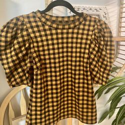 💛 🍁 Cozy Fall Flannel Puffed Sleeve Shirt 