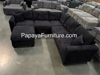 New! Black Sectional Sofa And Ottoman set, Black Couch, Black Corduroy Sectional. Modern Couch, Sectionals, Ashley sofa, Black Sectional, IKEA Sofa