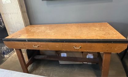 Vintage Sturdy, hard wood work table.