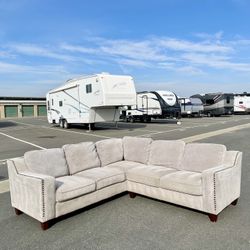 FREE DELIVERY- Costco Light Grey Sectional Couch