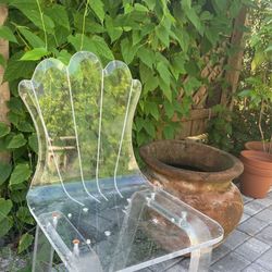 Beautiful Beveled Lucite chair with cushion