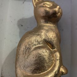 Gold Cat Vintage Figurine Sculpture