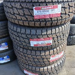 4 New Tires Installed/ 4 Llantas Nuevas Instaladas 275/65/18 Land Spider Tires