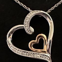 Dainty Sterling Silver, Rose Gold, And Diamond Necklace 
