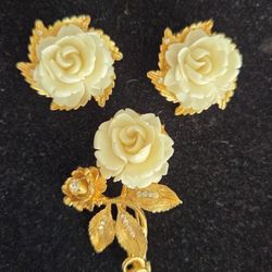 Vintage BSK SET, Celluloid Roses 